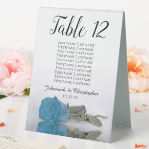 Plaque De Table Carte de Mariage de Rose bleu turquoise