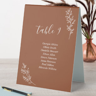 Plaque De Table Carte Numéro De Table De Terracotta Et Branches