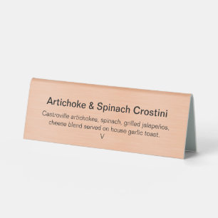 Plaque De Table Carte rose Gold Menu