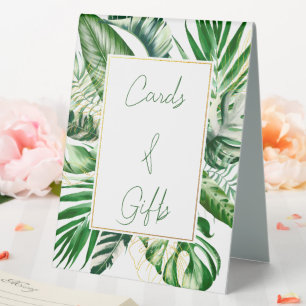 Plaque De Table Cartes & Cadeaux Tropiques Modernes En Feuille De