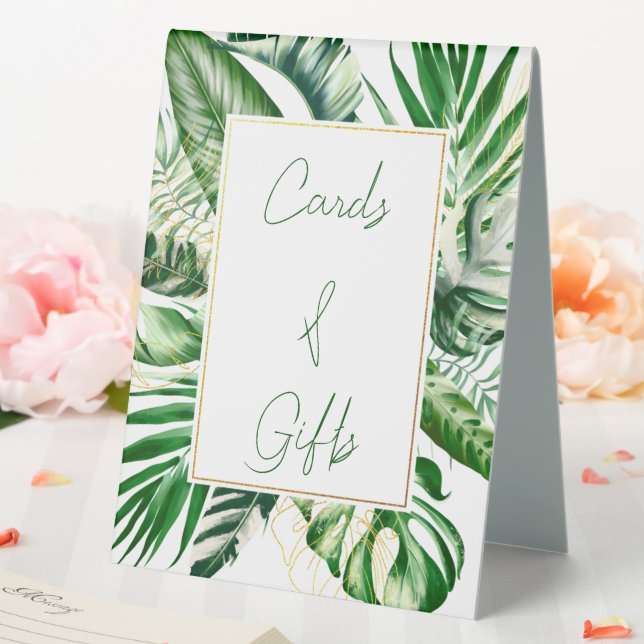 Plaque De Table Cartes & Cadeaux Tropiques Modernes En Feuille De  (In SItu (Mariage))