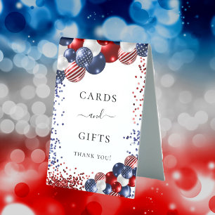 Plaque De Table Cartes de ballons rouges bleus patriotiques
