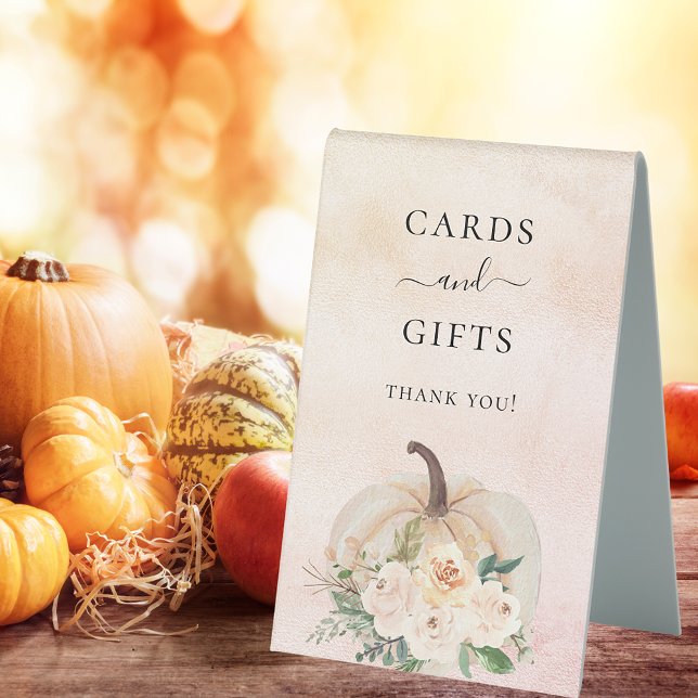 Plaque De Table Cartes de fleurs de citrouille cadeaux enseigne (Créateur téléchargé)