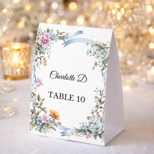 Plaque De Table Cartes de table élégantes Florals Blue Ribbon