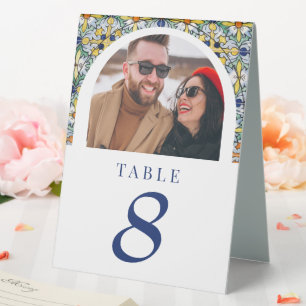 Plaque De Table Cartes de table Mariages en arche carrelée couleur