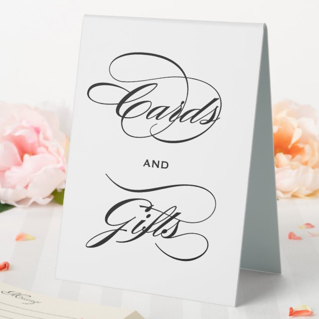 Plaque De Table Cartes et cadeaux de calligraphie noir élégant (In SItu (Mariage))