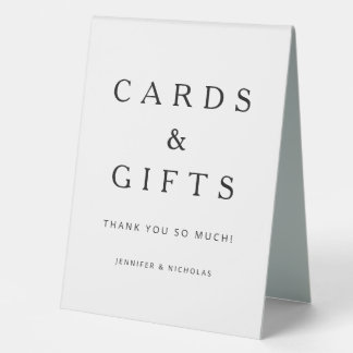 Plaque De Table Cartes et cadeaux minimalistes noir et blanc pour