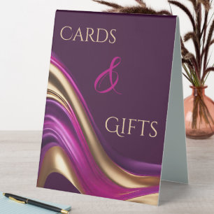 Plaque De Table Cartes et enseigne-cadeau - Purple Fuchsia et or-