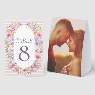 Plaque De Table Carton d'invitation de mariage à cadre de fleurs d