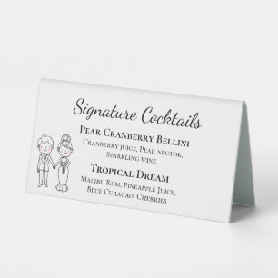 Plaque De Table Cartoon Bride Groom Signature Cocktails Mariage