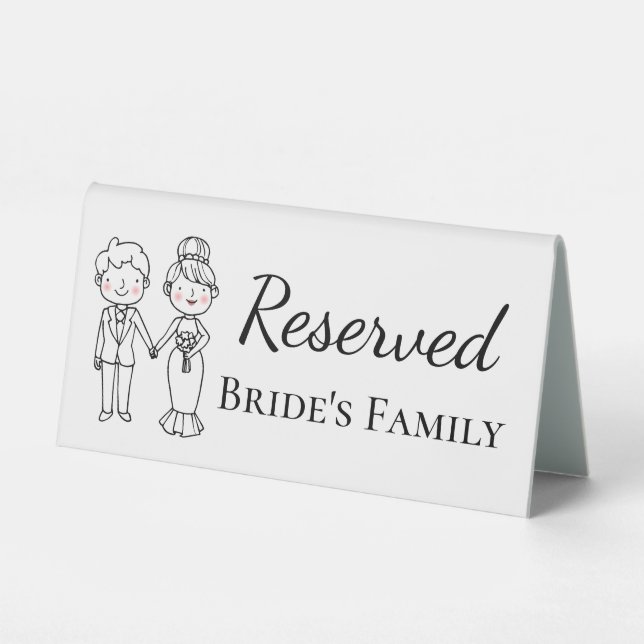 Plaque De Table Cartoon Mariée mariée mariée mariée famille Mariag (Recto)