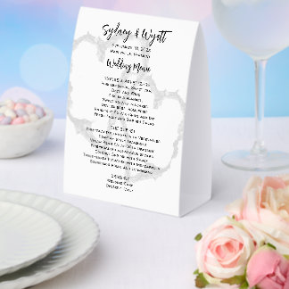 Plaque De Table Carved Hearts Standing Wedding Menu