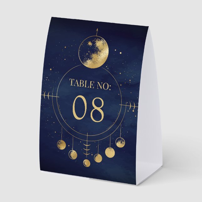 Plaque De Table Celestial Blue Moon Phases Wedding Table Number (Recto)