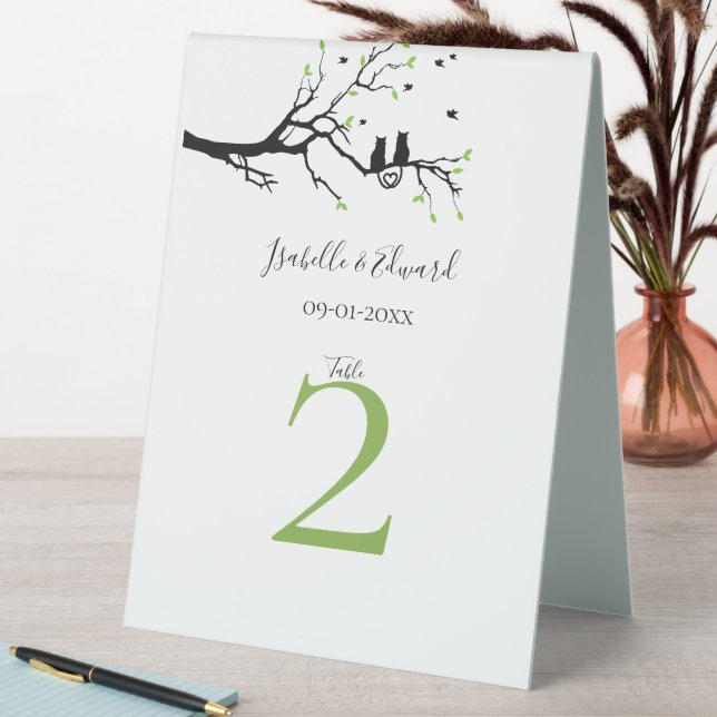 Plaque De Table Chats blancs noirs verts modernes en amour Tablett (En SItu (Tableau))