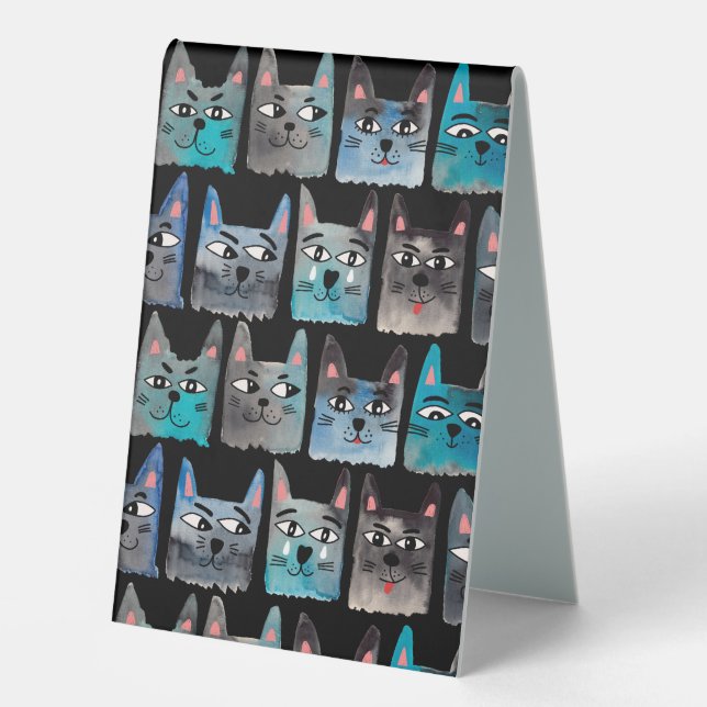 Plaque De Table Chats bleus (Recto)