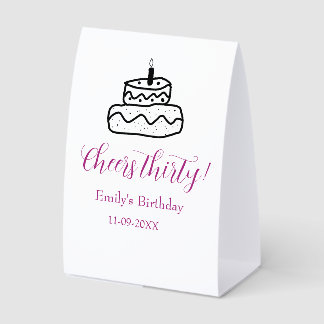 Plaque De Table Cheers thirty birthday cake black scribble hand