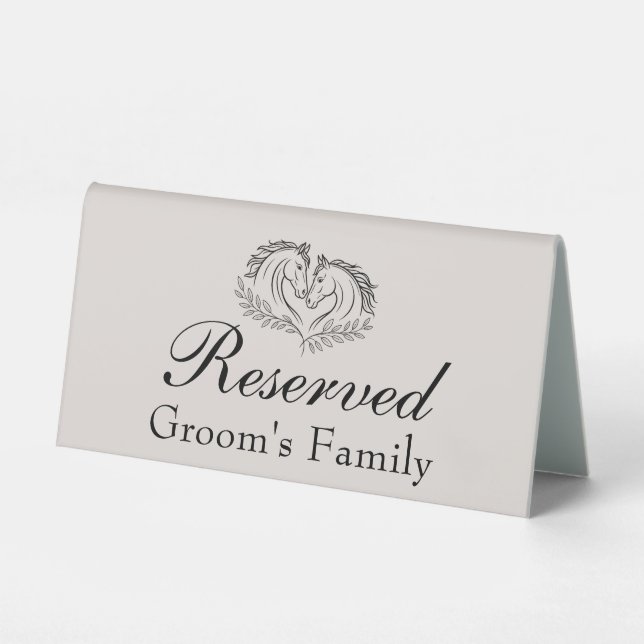 Plaque De Table Cheval Western Mariage Réservé Famille de Groom (Recto)