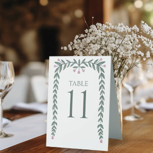 Plaque De Table Chic Elégant Cadre Floral Vins Botaniques Rose