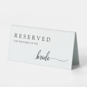 Plaque De Table Chic Mariage Réservé Famille de la Mariée