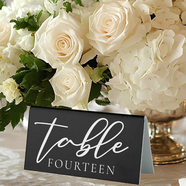 Plaque De Table Chic noir blanc Mariage Numéro de table (Créateur téléchargé)