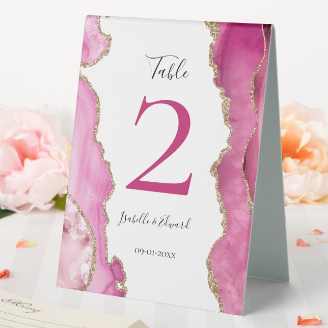 Plaque De Table Chic rose & or Parties scintillant Agate Pierre Ma (Créateur téléchargé)