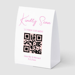 Plaque De Table chic rose tendance code qr menu mariage