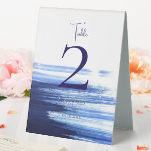 Plaque De Table Chic Watercolor Marine Brush Strokes Mariage Invit