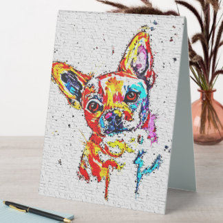 Plaque De Table Chihuahua Chien Aquarelle Portrait coloré