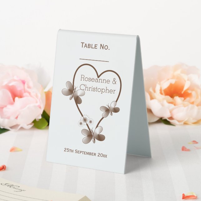 Plaque De Table Chocolat Coeur Et Papillons Design Mariage (In SItu (Mariage))