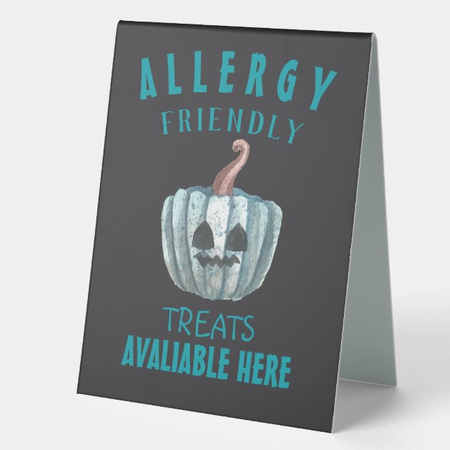Plaque De Table Citrouille turquoise Halloween Allergie Traitement (Recto)