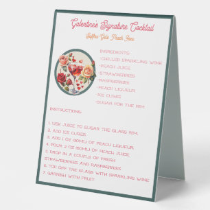 Plaque De Table Cocktail signature Fizz Peach de la Saint-Galentin