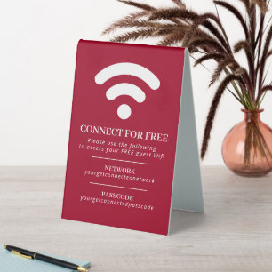 Plaque De Table Code d'accès réseau Wifi info personnalisé rouge b