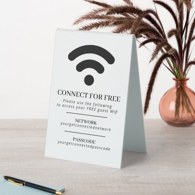 Plaque De Table Code d'accès réseau Wifi informations d'invité per (En SItu (Tableau))
