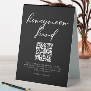 Plaque De Table Code QR chic de fonds de lune de miel de mariage n