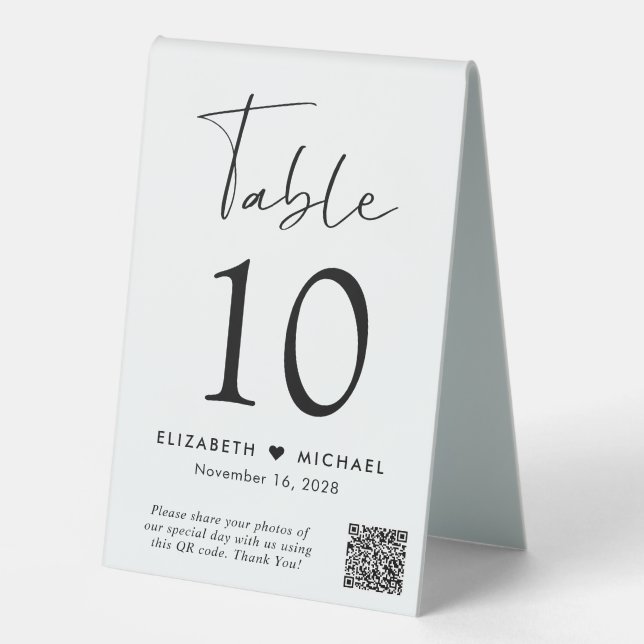 Plaque De Table Code QR Chic Mariage Réception (Recto)