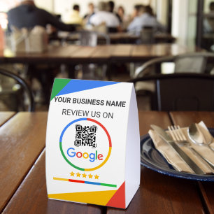 Plaque De Table Code QR de Google Review avec étoiles blanches