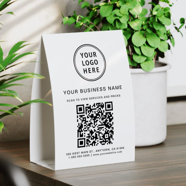 Plaque De Table Code QR de logo d'entreprise (Créateur téléchargé)