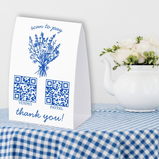Plaque De Table CODE QR DE PAIEMENT Fleuriste Fleurs Marché des pr (PAYMENT QR CODE Florist Shop Flower Farmers Market Paper Table Tent
)