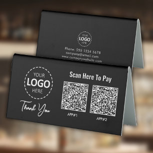 Plaque De Table Code QR de paiement sans contact personnalisé noir