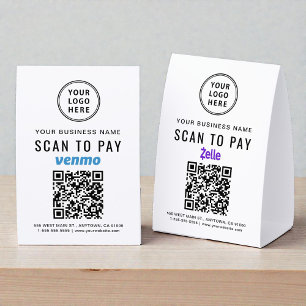 Plaque De Table Code QR de paiement Venmo Zelle avec logo d'entrep