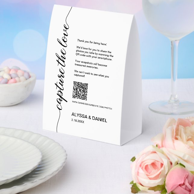 Plaque De Table Code QR de partage de photos de mariage « Capturez (Insitu (mariage))