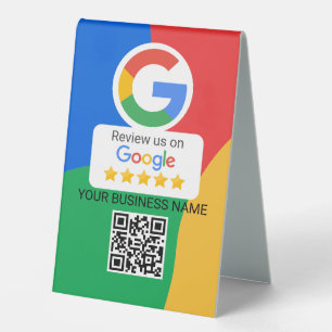 Plaque De Table Code QR de révision Google Coloré Entreprise