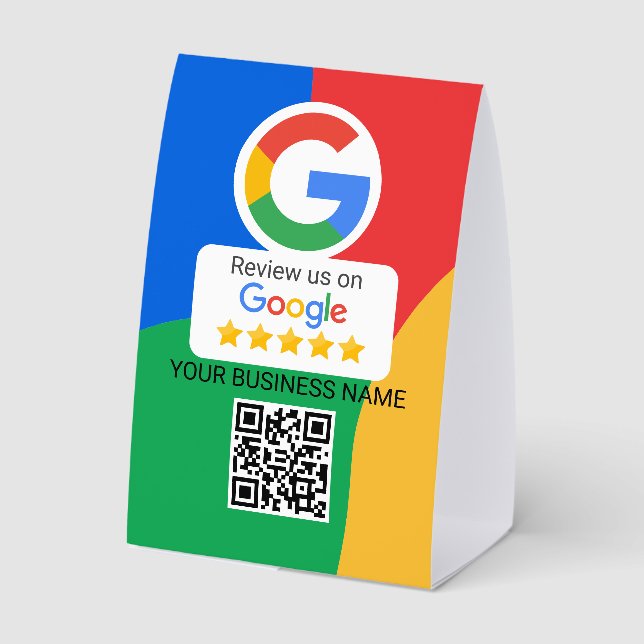 Plaque De Table Code QR de révision Google pour les entreprises (Verso)