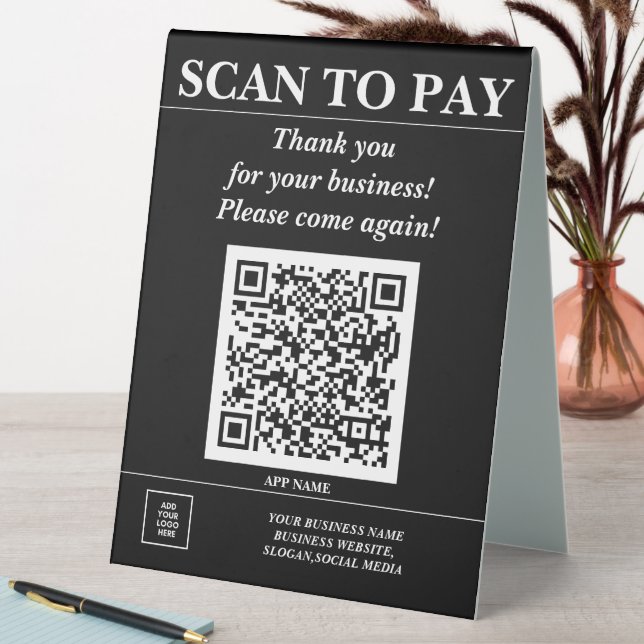 Plaque De Table Code QR d'entreprise personnalisé Paye mobile ici  (En SItu (Tableau))
