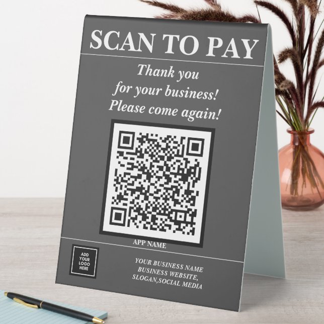 Plaque De Table Code QR d'entreprise personnalisé Paye mobile ici  (En SItu (Tableau))