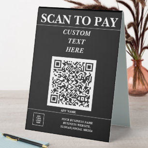 Plaque De Table Code QR d'entreprise personnalisé Paye mobile ici 