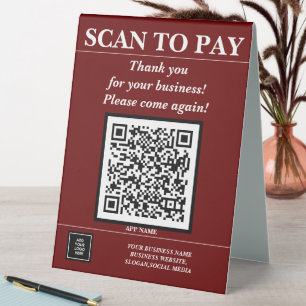 Plaque De Table Code QR d'entreprise personnalisé Paye mobile ici
