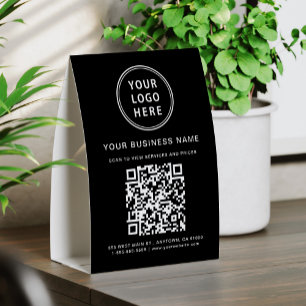 Plaque De Table Code QR Logo Entreprise Noir
