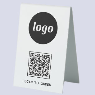 Plaque De Table Code QR Logo Entreprise Scannez pour Commander
