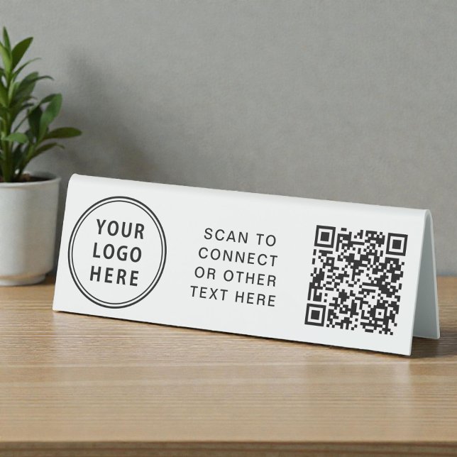 Plaque De Table Code QR Logo Moderne (Modern Logo QR Code Table Tent Sign)